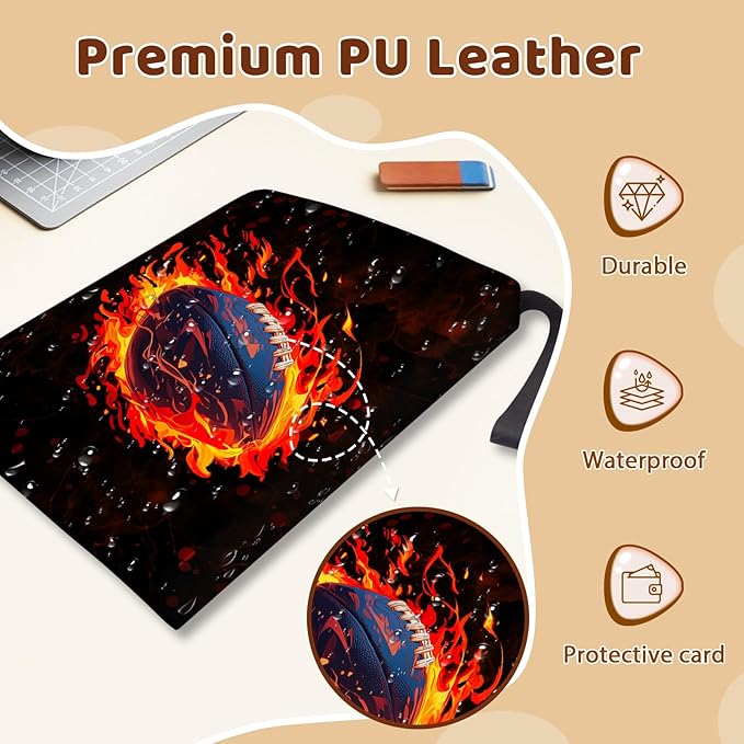 900 Pocket Football Card Binder, Trading Card Storage Album with 50 Durable 9-Pocket Pages, Football Design on Pocket Card Packs, Christmas Birthday Gifts for Zipper Closure Collector's Album