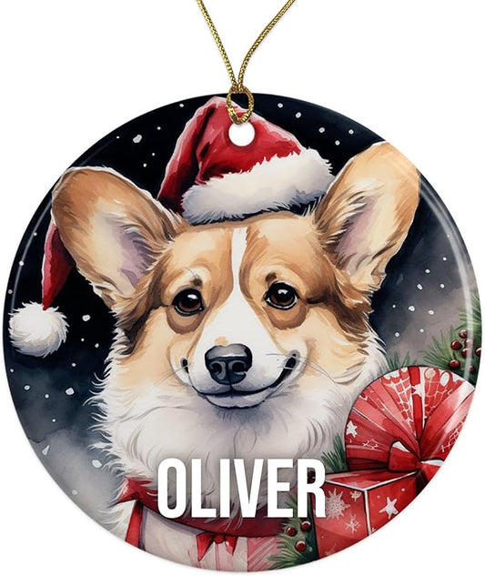 Pembroke Welsh Corgi Personalized Dog Ornament - Pet Ornament for Christmas Tree - 3" Round Ceramic - Printed in USA - Choose from 200 Breeds - Dog Mom & Dad - Xmas Decoration DOG0160