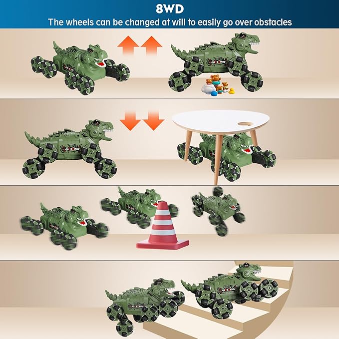 8WD Gesture Sensing Rc Stunt Car, 2.4 Ghz Remote Control Car Toy for Kids 8 9 10 11 12,Transform Drift Off Road Vehicle with Light&Music&Spray for Boys Girls Birthday Gifts