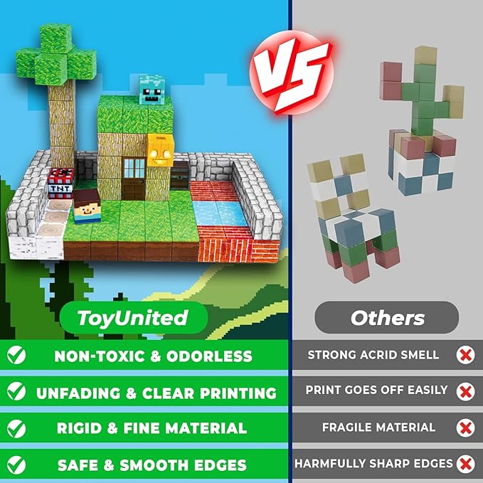 150PCS Magnetic Blocks - Magnetic Building Blocks, Magnet Cubes Toys Stacking, Build Forest World Set, STEM Montessori Sensory Toys for Kids Boys Girls Ages 3-5 6-8 Easter Birthday Gifts