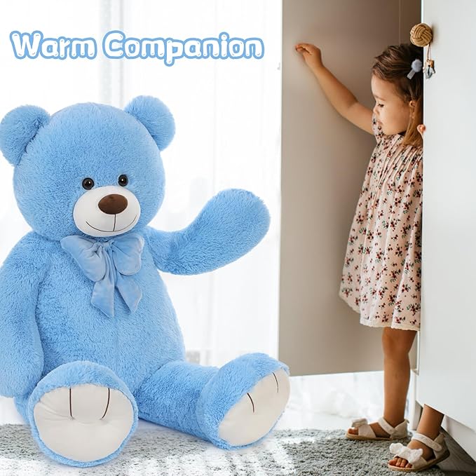 Tezituo Giant Teddy Bear 47 Inch, Soft Big Stuffed Animal Life Size 4 Feet Plush Bear Toy Valentine's Christmas Birthday Gift for Girlfriends Kids, Blue