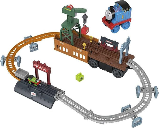 Thomas & Friends Toy Train Set 2-in-1 Transforming Thomas Playset with Track, Diecast Percy & Crane for Preschool Pretend Play Kids Ages 3+ Years