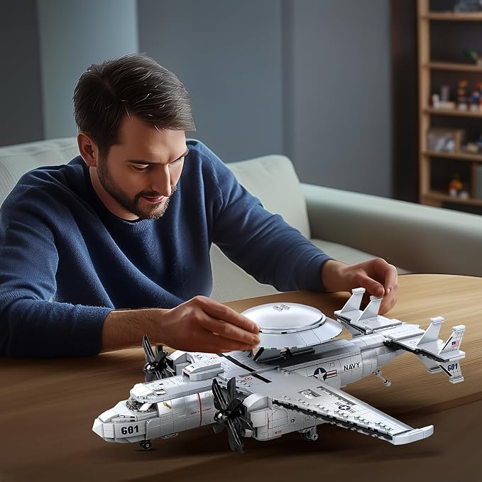 Reobrix E-2 Hawkeye Military Airplane Building Set,Warning Aircraft Fighter Jet Model Kits 33029,Airborne Building Toy for Adults, Boys 14+, Home Decor Gift for Adult, 1126PCS