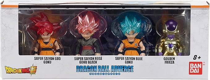 Dragon Ball Super Dragon Ball Adverge SS Blue Goku, SS Rose Goku Black and Golden Freiza 2.5-Inch Mini Figure 4-Pack