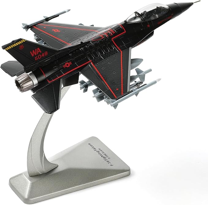 1/100 F-16C Fighting Falcon Fighter Model Metal DieCast Aircraft Jet Kit Fighter Plane Model Military Airplane for Collection and Gift(Nellis AFB 57th Wing), Black