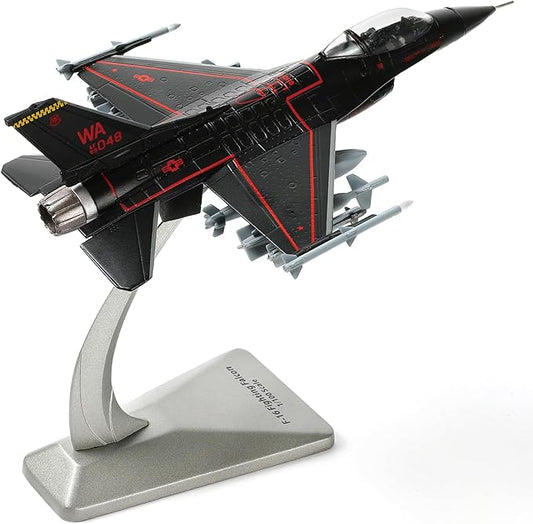 1/100 F-16C Fighting Falcon Fighter Model Metal DieCast Aircraft Jet Kit Fighter Plane Model Military Airplane for Collection and Gift(Nellis AFB 57th Wing), Black