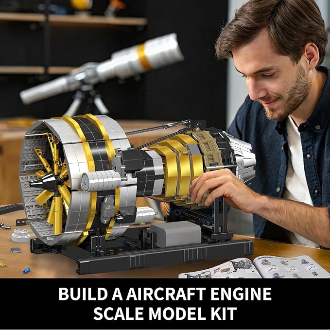 Mould King City Aircraft Engine Building Set-Turbojet Engine Model That Runs with Motor-Collectible Blocks Kit for Adults -Mechanical Science Education STEM Toy(2256 PCS)