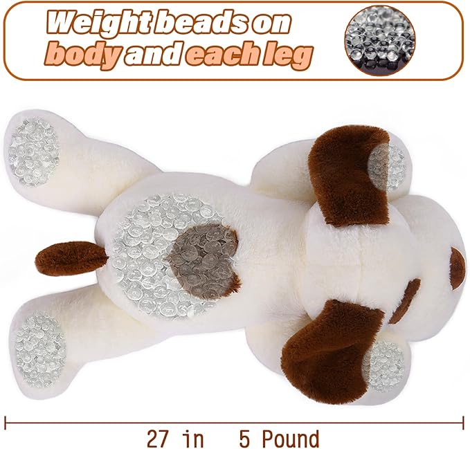 5lbs 24in Dog Weighted Stuffed Animals, Large Weighted Dog Plush, Weighted Stuffed Animal Plushies Pillow Gifts for Adults and Kids, Boys, Girls
