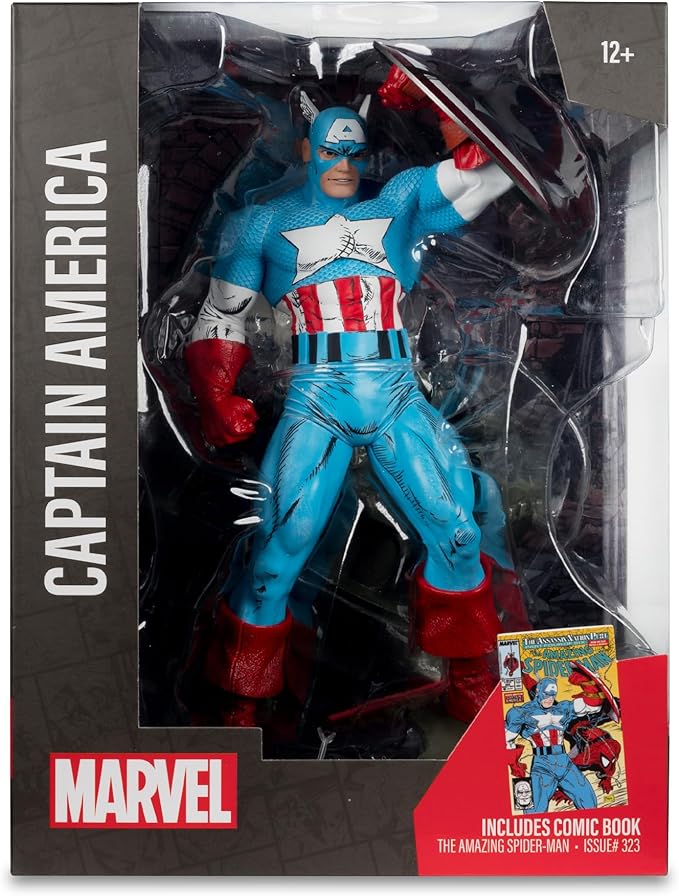 McFarlane Toys - Marvel Captain America 1:6th Scale Posed Figure with Scene & Comic (The Amazing Spider-Man #323)