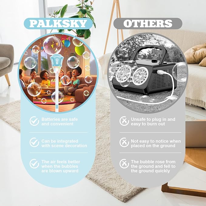 Bubble Machine for Kids with Lights & Music, 47” Automatic Bubble Stand Blower Wand, Rechargeable Outdoor Toy for Teens & Adults, Includes 150g Bubble Solution