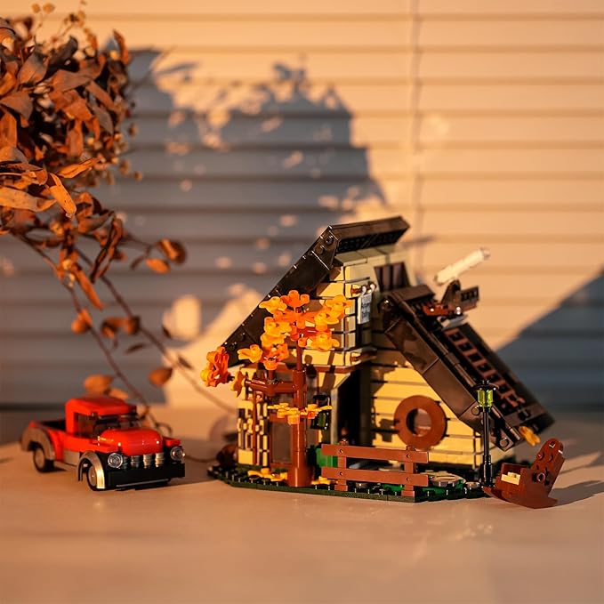 House Building Set Compatible with Lego for Adults,A Frame Cabin Toy for Architecture Lovers,Gift for Halloween,Christmas Home Decor 696 pcs