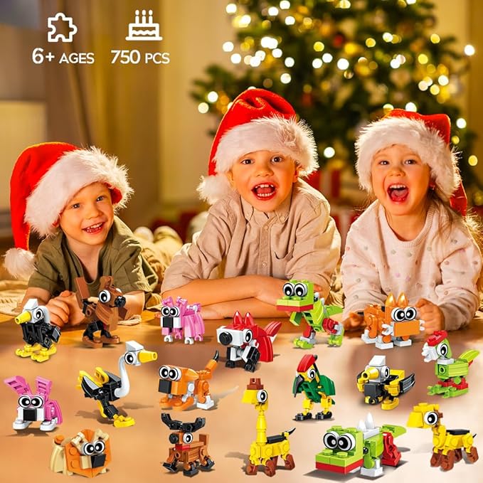 30 Pack Party Favors for Easter Gift, 750 PCS Animals Building Block Toy for Goodie Bag Stuffers, Classroom Student Prizes Children's Day Birthday for Kids Boys Girls Ages 6-12+