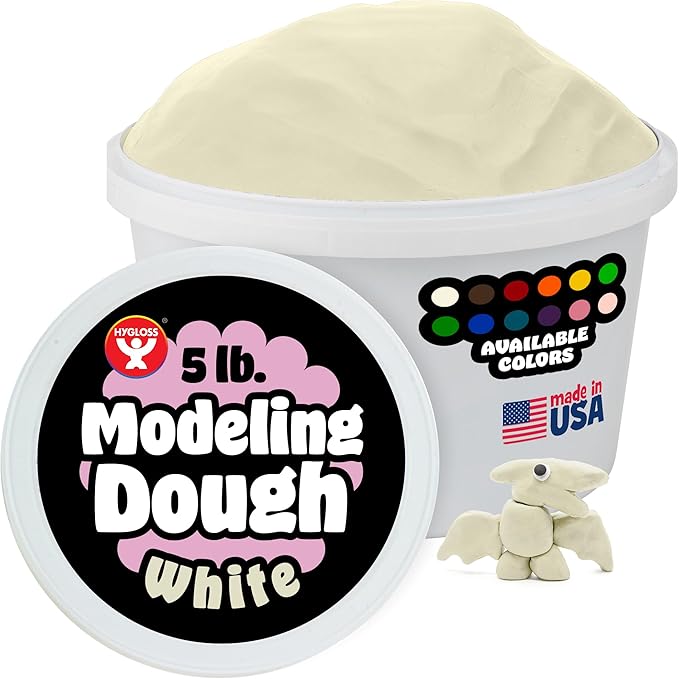 Hygloss Play Modeling Dough for Kids – Safe & Non-Toxic Sensory Dough for Arts and Crafts – 5 lb Tub – Play Clay for Toddler Activities, Preschool Classroom Must-Haves – White Color, Unscented