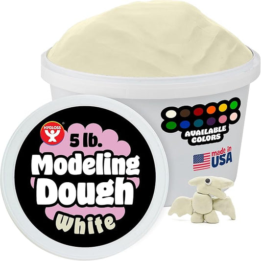 Hygloss Play Modeling Dough for Kids – Safe & Non-Toxic Sensory Dough for Arts and Crafts – 5 lb Tub – Play Clay for Toddler Activities, Preschool Classroom Must-Haves – White Color, Unscented