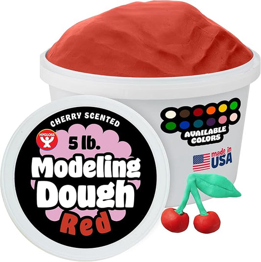 Hygloss Play Modeling Dough for Kids – Safe & Non-Toxic Sensory Dough for Arts and Crafts – 5 lb Tub – Play Clay for Toddler Activities, Preschool Classroom Must-Haves – Red Color, Scented