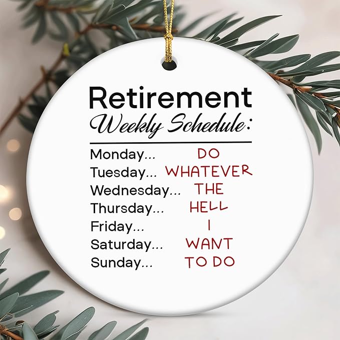 OASSIE Retirement Gifts for Woman, Men, Christmas Ornaments 2024 - Funny Retirement Gifts for Women, Farewell, Goodbye Gifts for Coworkers - Christmas Tree Decoration Ceramic Ornament
