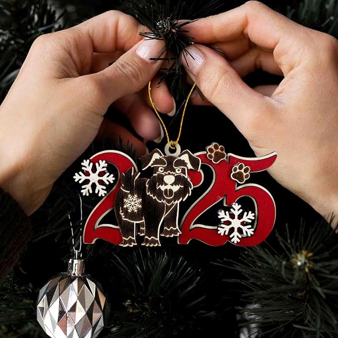 2025 Black Schnauzer Christmas Ornament – Wooden Dog Ornament for Tree, Cute Puppy Holiday Decoration, Personalized Pet Lover Gift for Women, Men, Kids, Dog Mom & Dad