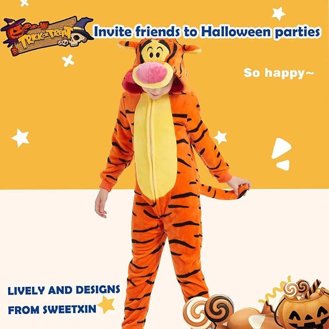 SWEETXIN Unise Kids Jumpsuit Cosplay Onesie One Piece Suit for Girls Boys Halloween Character Costume Dress Up Party