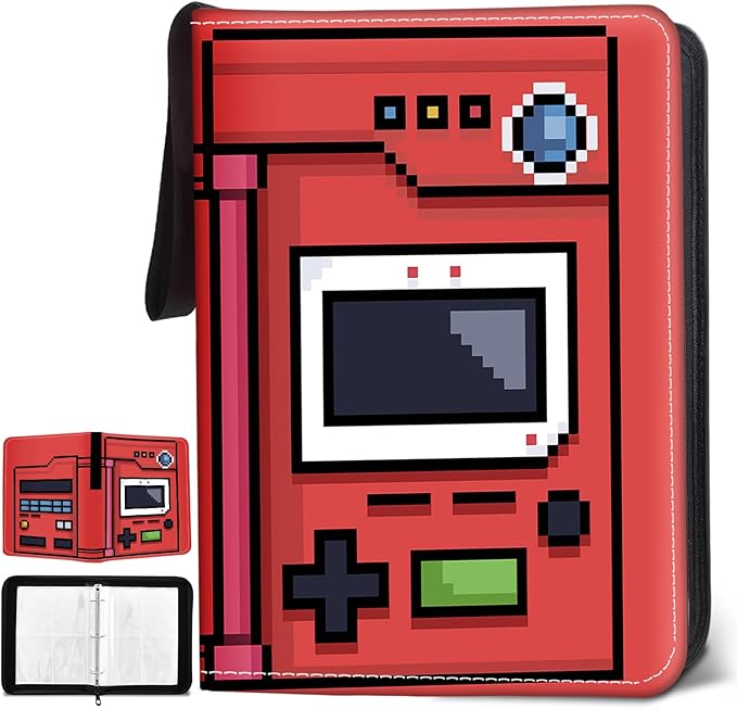 400 Pocket Game Card Binder, Trading Card Storage Album with 50 Durable 4-Pocket Pages, Game Design on Pocket Card Packs, Thanksgiving Christmas Birthday Gifts for Gamer Lover Collector's Album