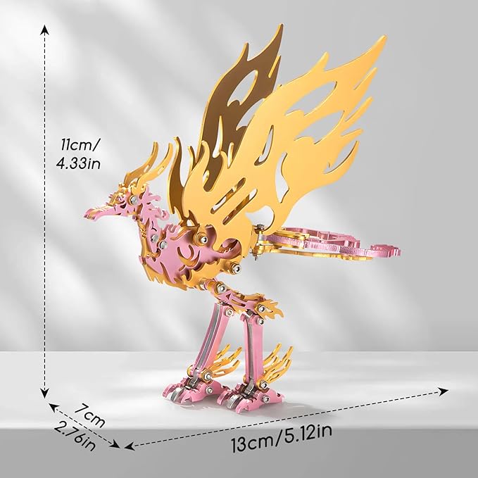 3D Metal Puzzles for Adults, Mechanical Metal Model Kits for Adults Bi Fang, 3D Puzzle Stainless Steel Ornaments for Men Women Art Craft Gifts Toys(Golden Wing).