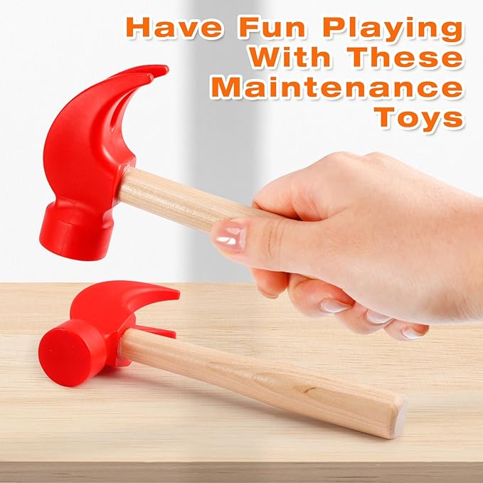 10 Pcs Wooden Hammer Toys,Kids Hammer Toys with 100 Pcs Colorful Wood Golf Tees,Small Plastic Hammer,Simulation Hammers Maintenance Tools Educational Toys for Play School Gift Party