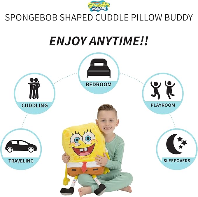 Spongebob Kids Bedding Super Soft Plush Cuddle Pillow Buddy, One Size, By Franco