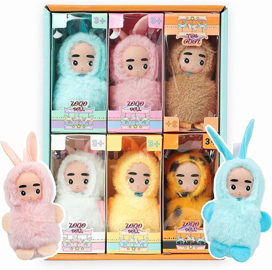 4 Inch Mini Baby Dolls 6pcs Set Realistic Reborn Mini Babies with Air Bag for Sound Cute Small Baby Doll with Handmade Hook Cute Tiny Baby Doll Gifts Set for Girls Boys 3+ Birthday Gifts