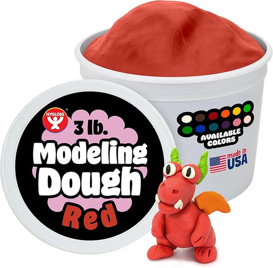 Hygloss Play Modeling Dough for Kids – Safe & Non-Toxic Sensory Dough for Arts and Crafts – 3 lb Tub – Play Clay for Toddler Activities, Preschool Classroom Must-Haves – Red Color, Unscented