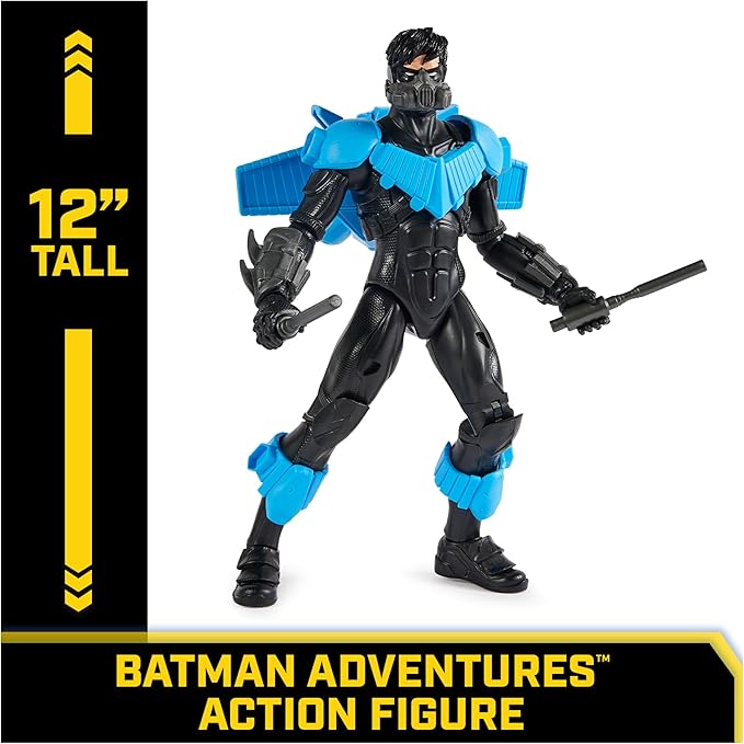 DC Comics, Batman Adventures, Nightwing Action Figure, 15 Armor Accessories, 17 Points of Articulation, 12-inch, Super Hero Kids Toy for Boys & Girls