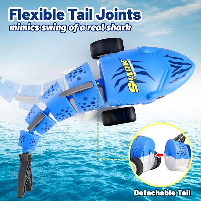 Shark Remote Control Car for Kids,2.4Ghz Electric RC Shark Toys with Glowing Light and Flexible Tail,Rechargeable Robot Shark Toys with Swing and Straight Mode, Hobby RC Car for Boys Girls