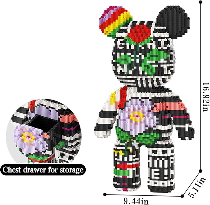 Bear Micro Mini Building Block Sets for Adults, No Compatible with Lego,6150PCS Building Toys for Home & Office Decor, MOC 3D Creative Model Gifts for Christmas