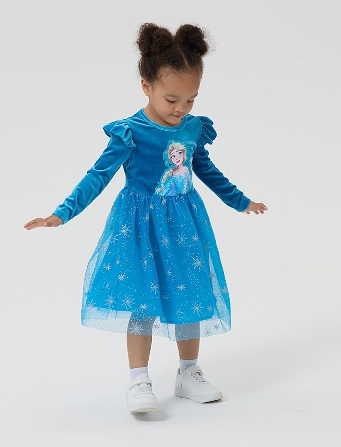 Disney Princess Frozen Minnie Mouse Dress Girls Sparkle Ruffle Tulle Tutu Birthday Party Fall Outfits Clothes Baby to Toddler