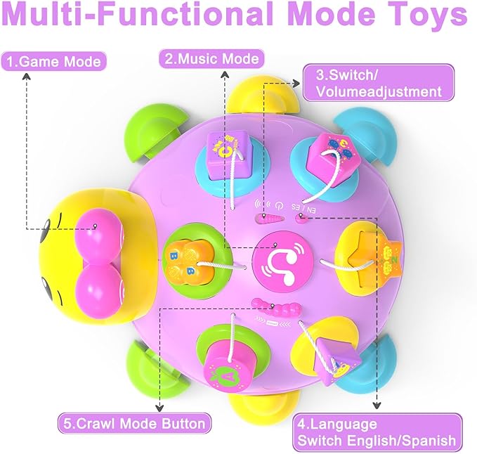Musical Ladybug Baby Toys 6-12 Months, Infant Early Educational Learning Montessori Toy for 1+ Year Old Girl, First Birthday Gift Toys for 7 8 9 10 11 Months Newborn Girls (Purple)