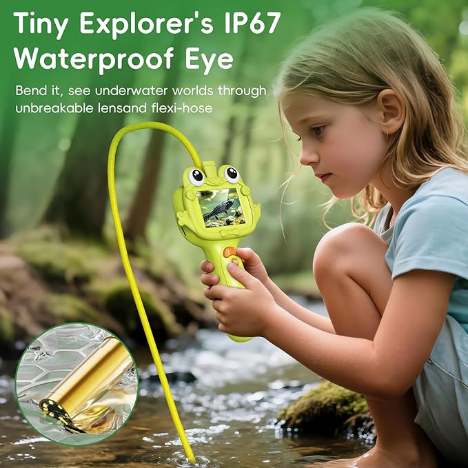 Borescope Camera Toy with Light for Kids - STEM Science Educational Toy for 4 5 6 7 8 9 10 Years Old Boys Girls Birthday Gift, Snake Scope Camera for Outdoor Camping Nature Exploration