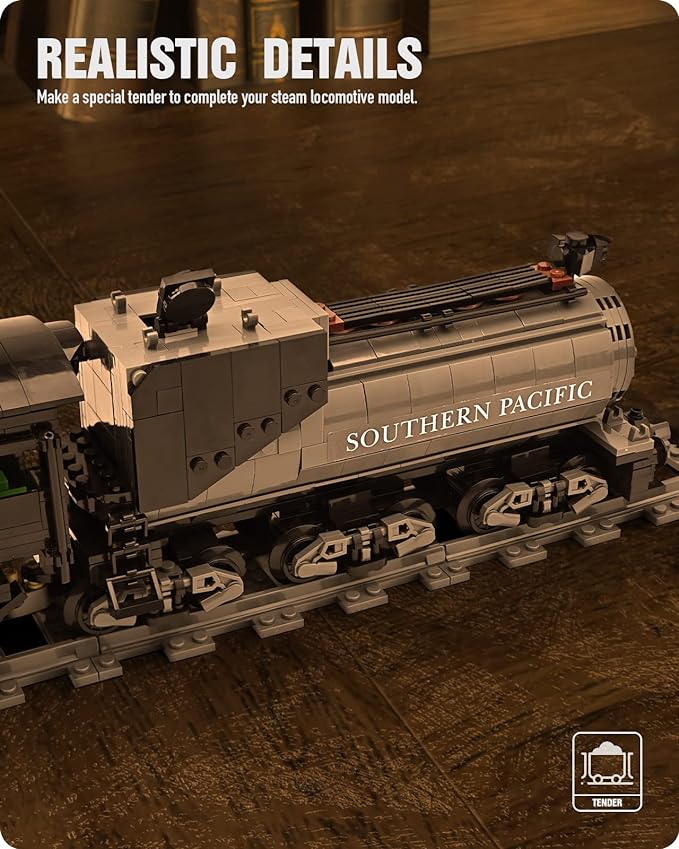 Nifeliz CN5700 Steam Train Building Kit and Engineering Toy, Collectible Steam Locomotive Display Set, 1：38 Scale Model Train Building Kit with Train Tracks, Top Present for Train Lovers (1136 PCS)