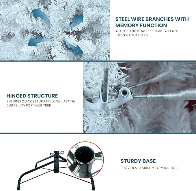 Kadunmina 4ft Artificial White Christmas Tree,Unlit Premium Small Xmas Tree with 328 Branch Tips,Fake Spruce Full Hinges Trees for Home,Office,Metal Base