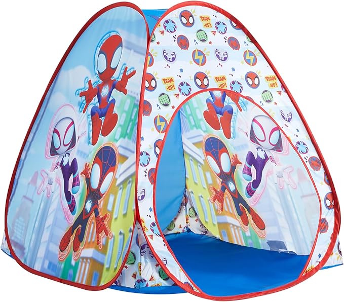 Marvel Spidey and His Amazing Friends 3 Piece Adventure Slumber Set,Pop-Up Play Tent,Pillow & Flashlight,Fun Playhouse for Kids Ages 3