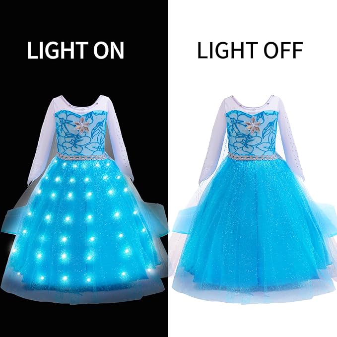 Princess Dress for Girls | Sparkly Cape & Crown | Ages 3-10 | Birthday, Halloween, Party Costume