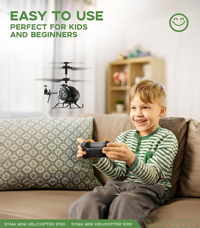 SYMA S100 Mini RC Helicopter with Gyro Stabilizer, Altitude Hold, 3.5 Channel, 5-7 Min Flight Time, Remote Control Helicopter Toy for Boys and Girls