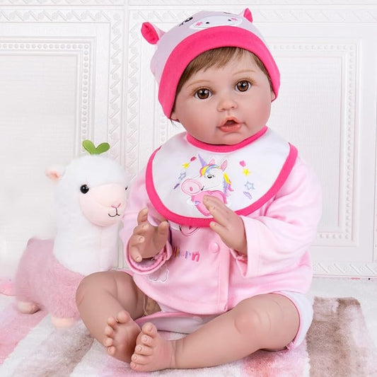 Aori Lifelike Reborn Baby Dolls - 22 inches Realistic Weighted Newborn Girl Dolls, Great Gift Set for Kids 3+, Pre-Parents, Grand-Parents, Collectors