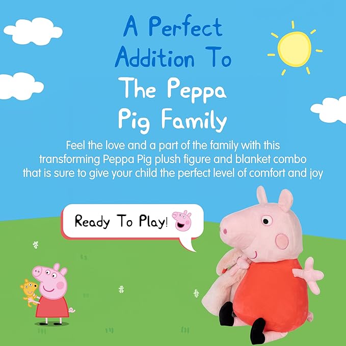 Plushible Blankie Bestie Peppa Pig Stuffed Animal Blanket – 2-in-1 Baby Plush Toy with Ultra Soft Sensory Fabric, Machine Washable Baby Blanket with Stuffed Animal for Infants & Toddlers – Pink