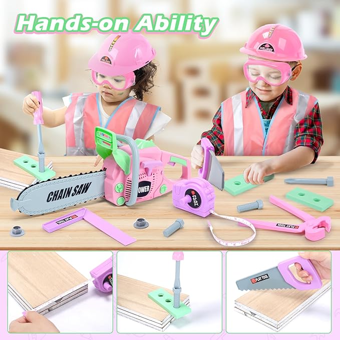 Skirtoy Toy Chainsaw for Kids, Family Day Games Pretend Play Series Kids Tool Set, Outdoor Electronic Chainsaw Toy Tool Set, STEM Preschool Toddler Tool Set, Gifts for Kids