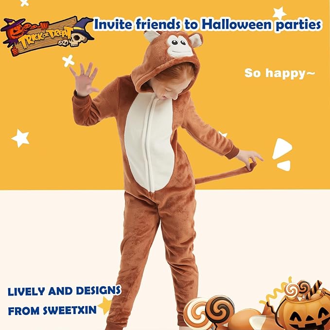 SWEETXIN Unise Kids Jumpsuit Cosplay Onesie One Piece Suit for Girls Boys Halloween Character Costume Dress Up Party
