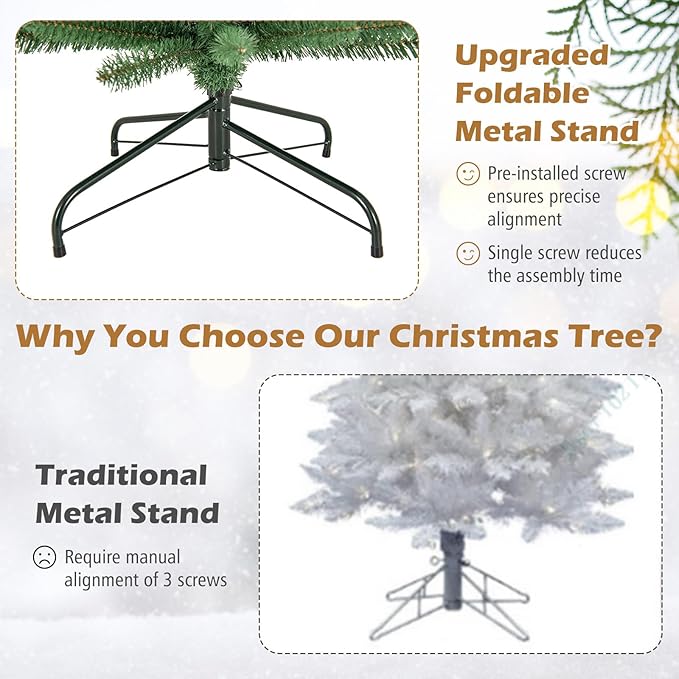 GOFLAME 7FT Pencil Christmas Tree, Slim Artificial Xmas Tree with 523 Memory Wire Branch Tips & Upgraded Metal Stand, Seasonal Holiday Decoration Tree for Home Office Party