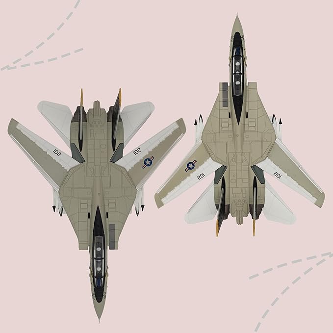 1:100 Scale Bomber Attack Plane Military Model Plane F-14 Tomcat（Foldable Wings Fighter Jet Model Diecast Airplanes Collection Plane for Gifts（NO:201