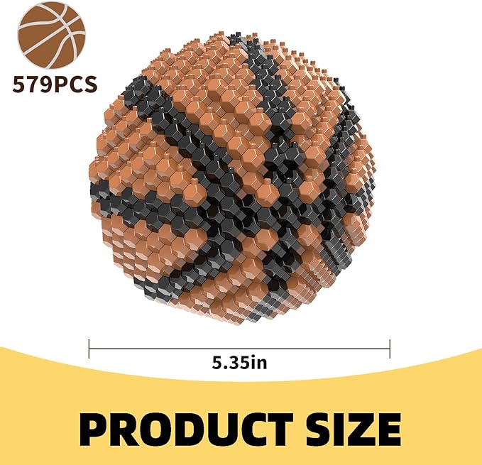 Basketball Block Set, Adults challenging STEM Block Decorations, Miniature 3D Educational Toys for Ages 16 and Above,(579 Pieces)