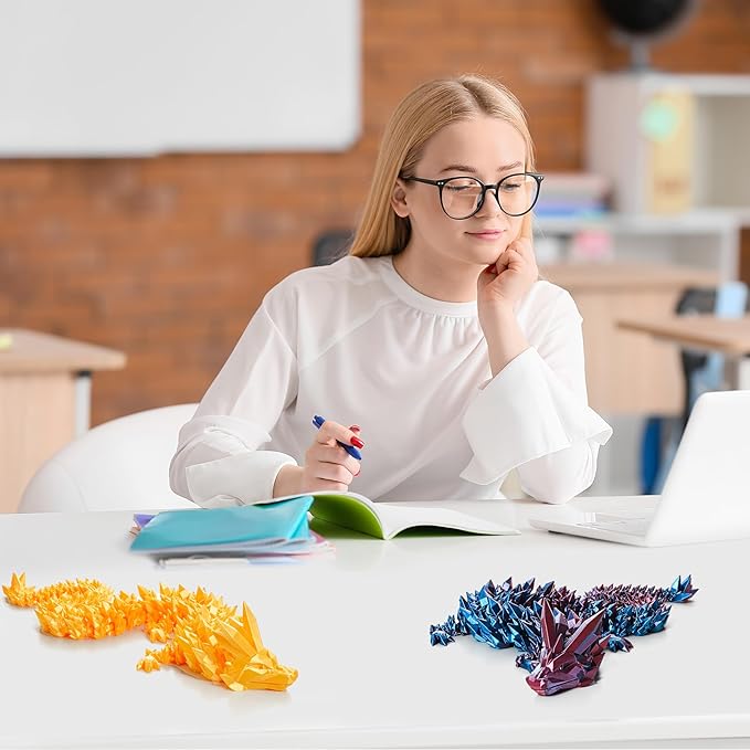 30'' 3D Printed Dragon - 3D Printed Toys, Articulated Crystal Dragon Large Rainbow Animal Fidget Toy for Kids, Decor Huge Dragons Collectible Figurines(Mixcolor5,30inch)