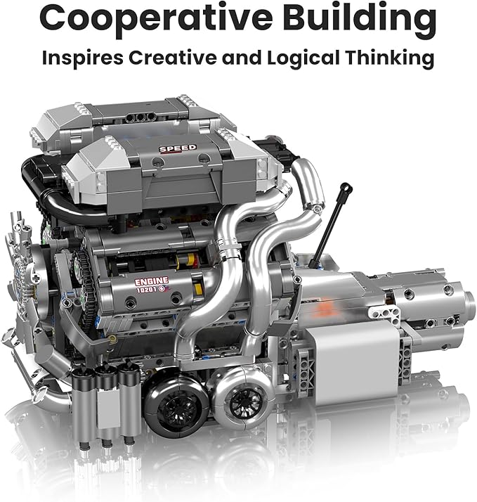 Mould King W16 Model Engine Kit for Adults, V8 Engine Building Sets, Mini Engine Toys Scale with Motor, STEM Project Building Kits, DIY Collectible Blocks for 14+ (2024 Pieces) 10201