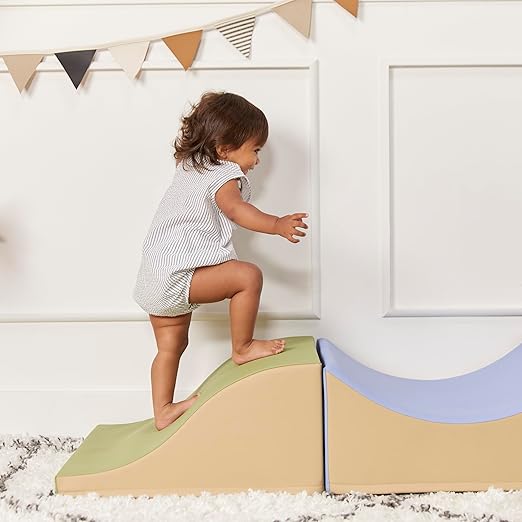 ECR4Kids SoftZone Traversing Trio Climber, Beginner Playset, Earthtone, 3-Piece