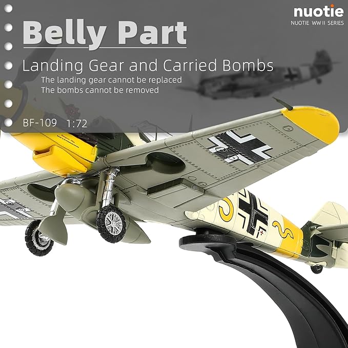 1/72 Scale German WWII Messerschmidt BF-109 Fighter Model Diecast Airplanes Military Display Model Aircraft for Collection Classic Model (Jungle Camouflage)